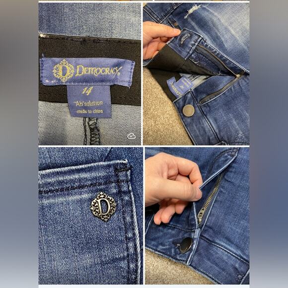 grunge street Democracy Ab Solution distress high rise skinny jean womens sz 14 - Picture 3 of 13